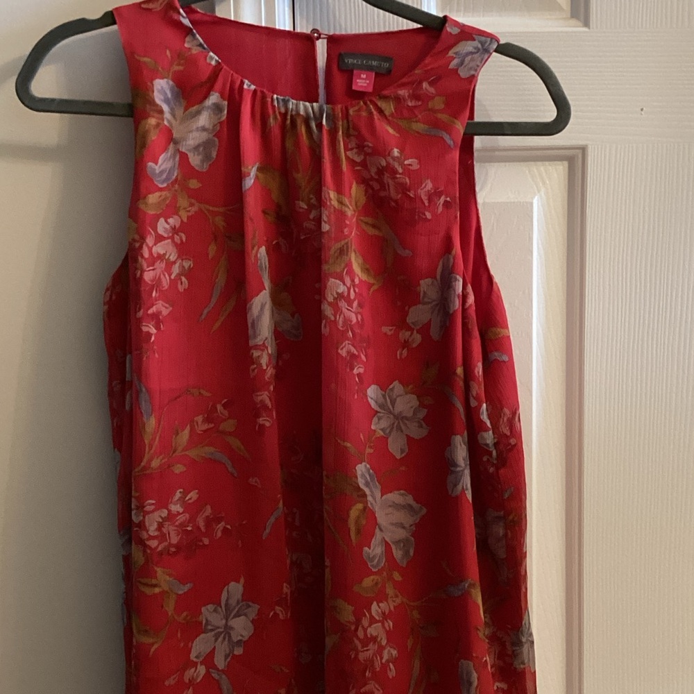 Vince Camuto Red and Gold Floral Top